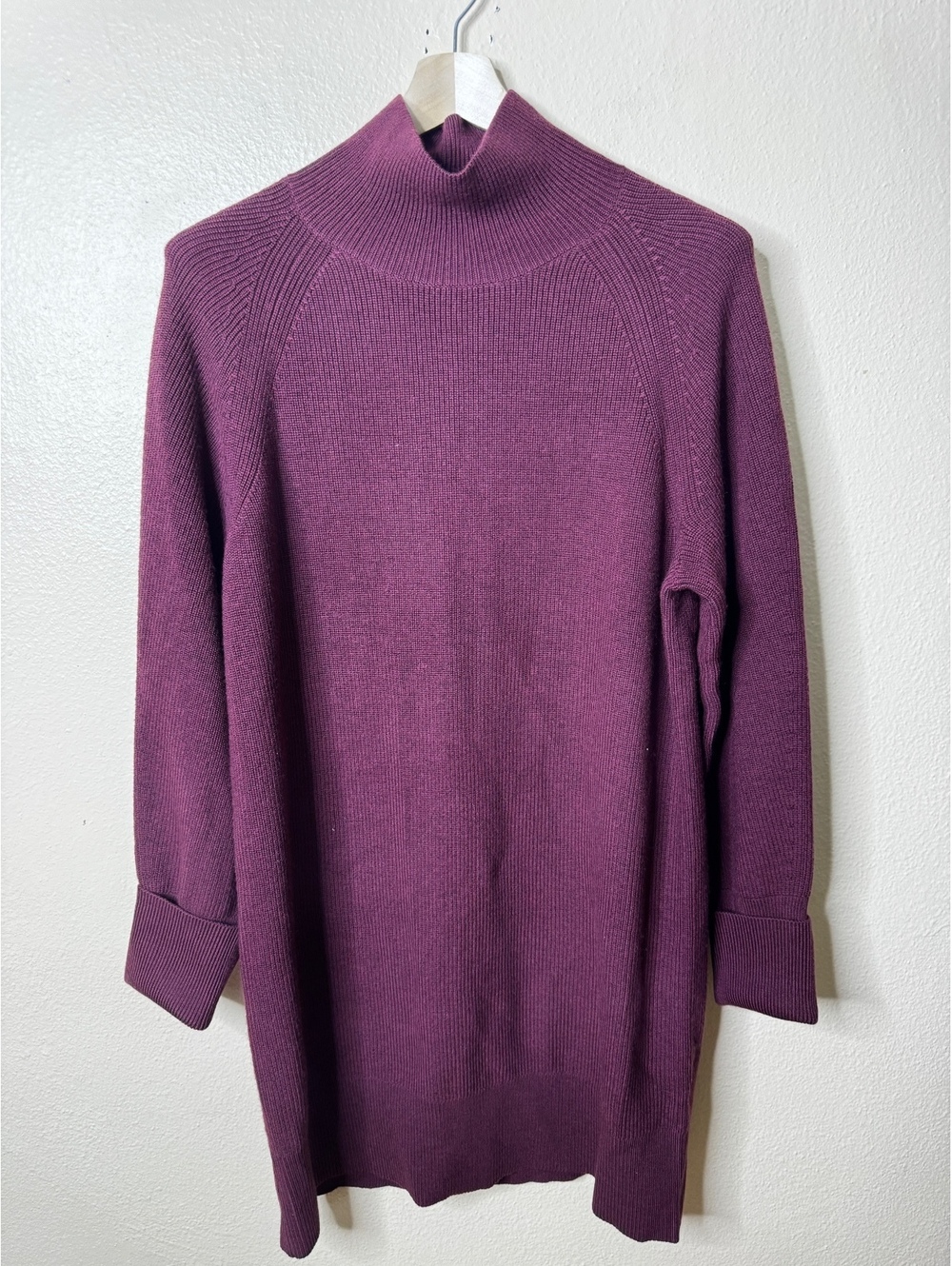 Banana Republic Womens XL Purple 100% Merino Wool Mock Neck Sweater Dress